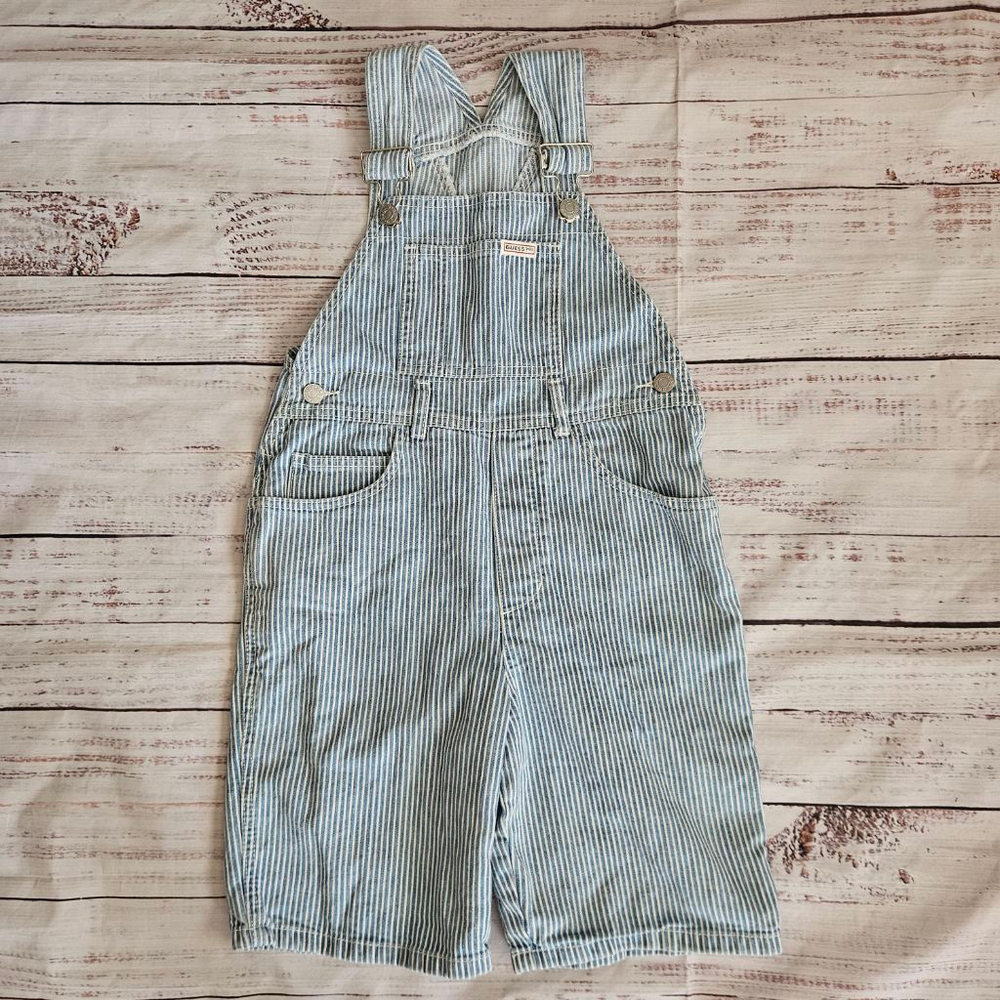 Vintage Guess Made in USA Pinstripe Conductor Shortalls Kids 7